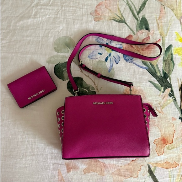 Michael Kors Handbags - Michael Kors Fuchsia Crossbody Bag and Wallet